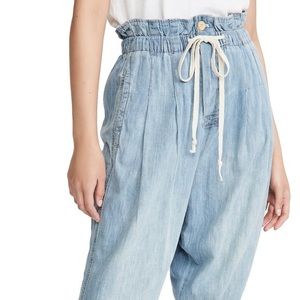Free People Margate Pleated Pants in Seaside Blue, Size Small.